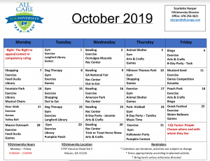 Youniversity Calendar October 2019