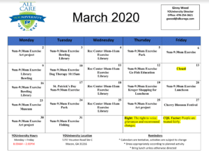 All Care Youniversity Calendar - March 2020