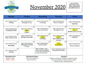 YOUniversity Calendar November 2020